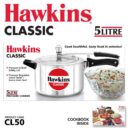 Hawkins Classic Aluminium Inner Lid Pressure Cooker, 5 Litre, Silver (CL50)