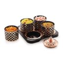Rishabh Plastic Nikola Container Set With Tray, 4 Dry Fruit Set (Black)