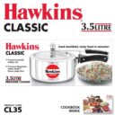 Hawkins Classic 3.5 Litre Aluminium Inner Lid Pressure Cooker, Best Cooker, Silver (CL35)