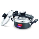 PRESTIGE CLIP ON MINI SVACHH HARD ANODISED PRESSURE COOKER WITH GLASS LID 2 & 3 LITRE