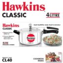 Hawkins Classic Aluminium Inner Lid Pressure Cooker, 4 Litre, Silver (CL40)