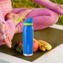 Dubblin Rambo Premium Stainless Steel Double Wall Vacuum Insulated BPA Free Water Bottle, Sports Thermos Flask Keeps Hot 12 Hours, Cold 24 Hours (Blue 750 ML)