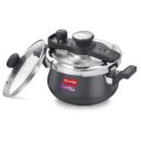 Prestige Clip-on Mini Svachh Hard Anodised Spillage Control Pressure Cooker with Glass Lid (Black)