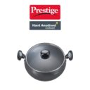 Prestige Hard Anodised Cookware Lifetime Induction Base Sauce Pan,with lid 20cm, Black, Aluminium