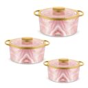 TRUEWARE Floraa Casserole Set of 3 | 800ml/1000ml/1800ml Inner Steel Casserole, White Grey |Trueware Floraa Superior Inner Steel Outer Plastic Thermoware Casserole Set of 3 | 800ML, 1000 ML, 1200 ML | Grey | PU Insulated